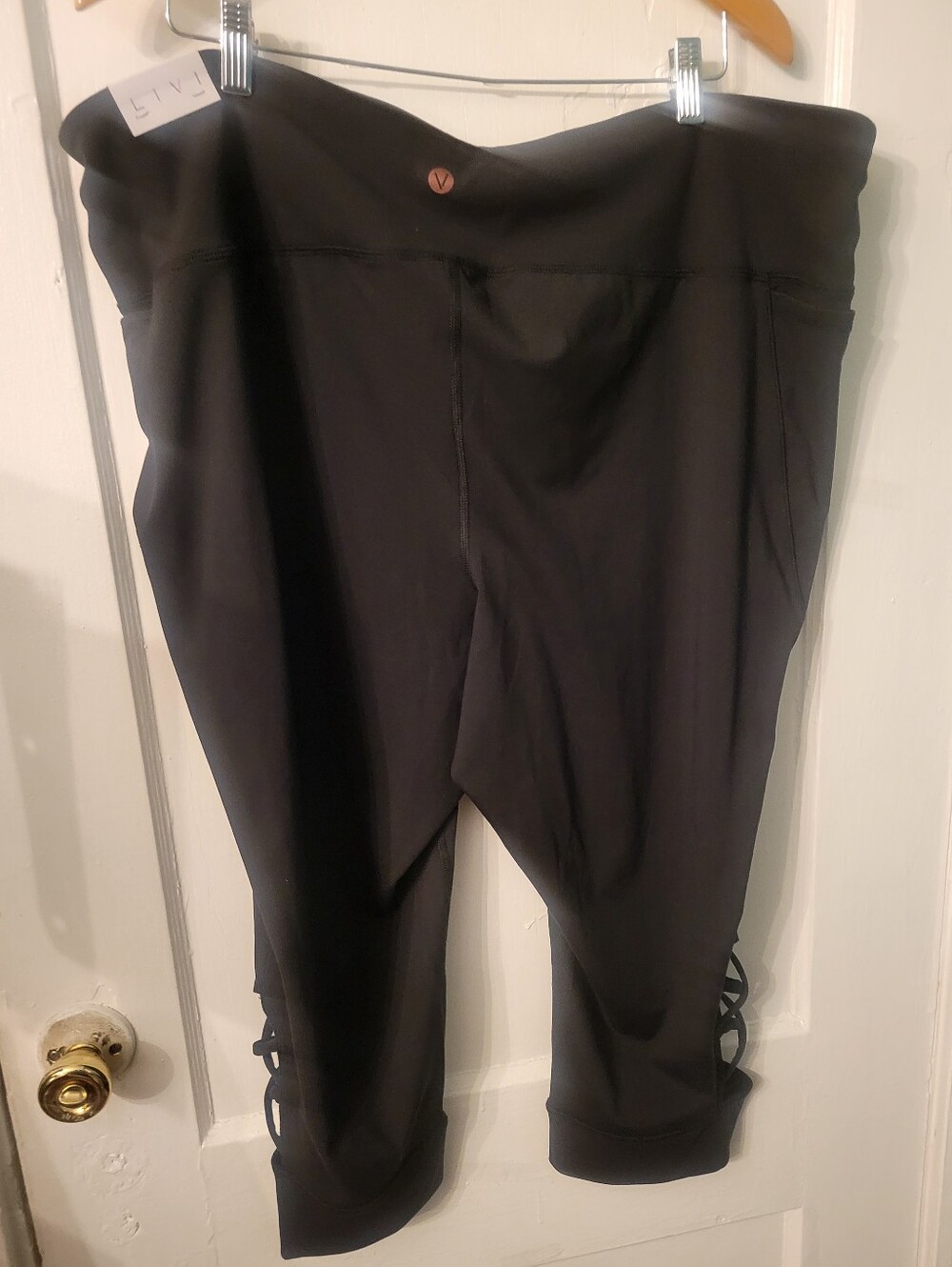 Lane Bryant Black Capri Jumpsuit Pants with Side Lattice Detail Size 26/28